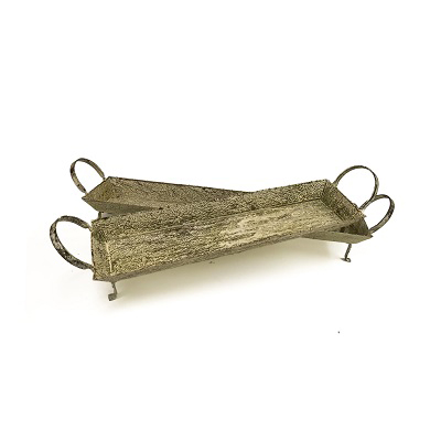 Set of 2 Footed Vanity Trays 